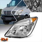 Left Side Chrome/Amber Headlight for Dodge/Mercedes/Freightliner Sprinter (2007–2013)