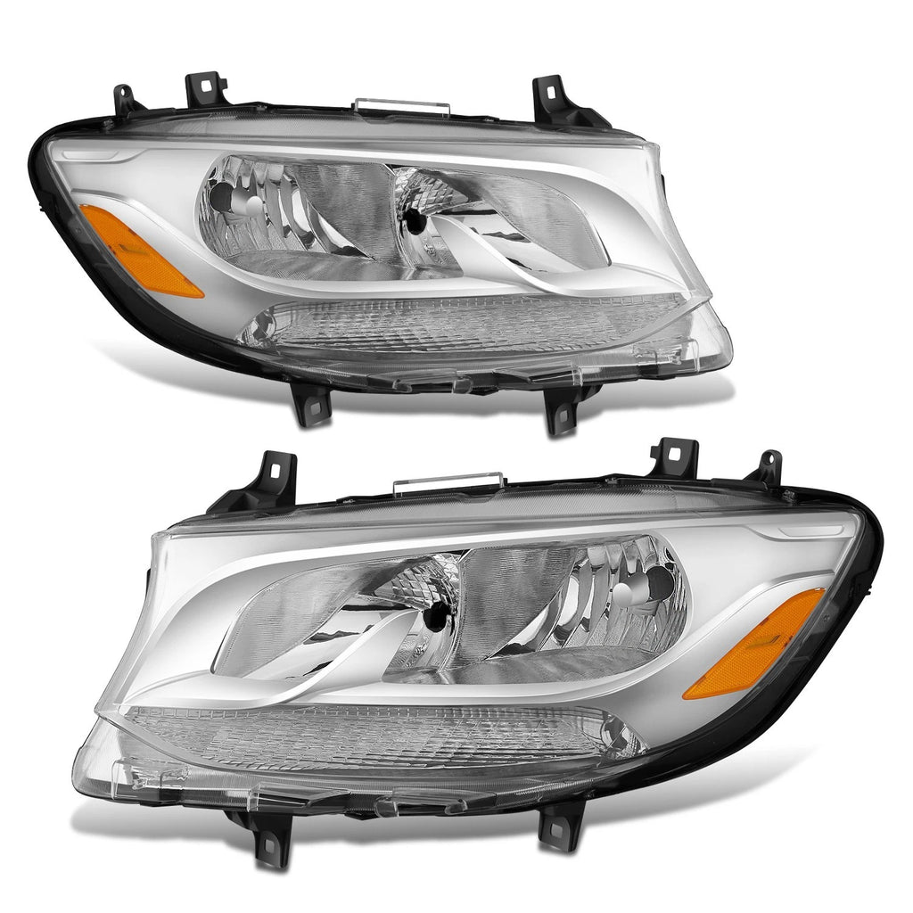 Chrome Amber Headlights Assembly for Mercedes Benz Sprinter 1500 (2019–2024)