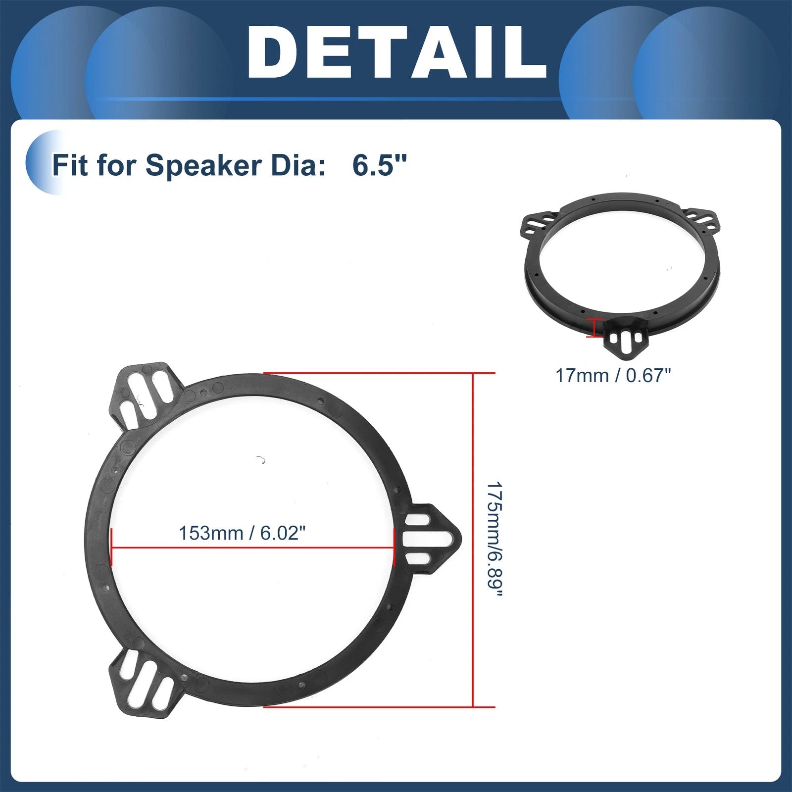 Set of 2 Speaker Spacer Rings for Ford Fiesta (2011–2019)