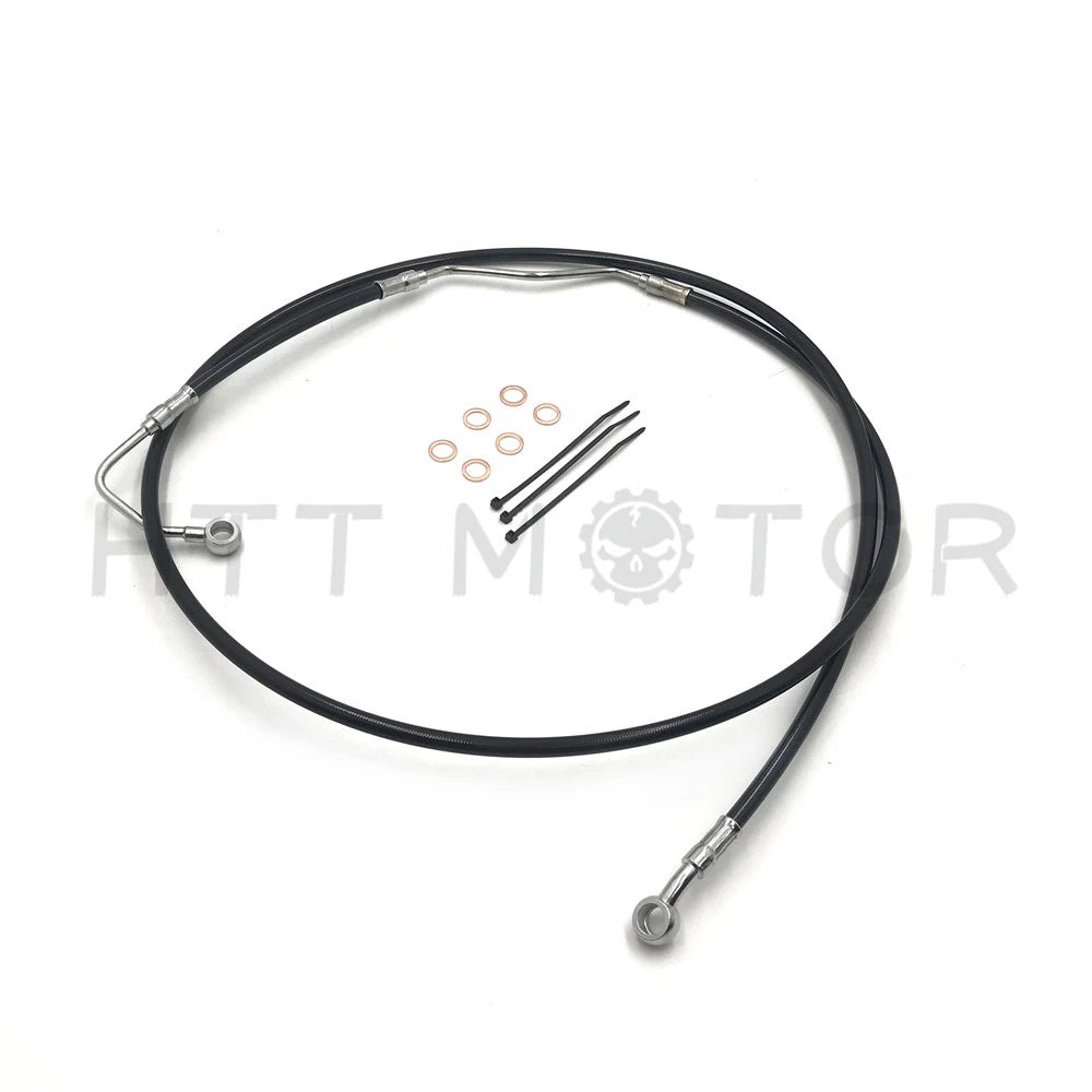 Black +10" Upper Front Brake Line for Harley Touring (2009–2013) w/ABS