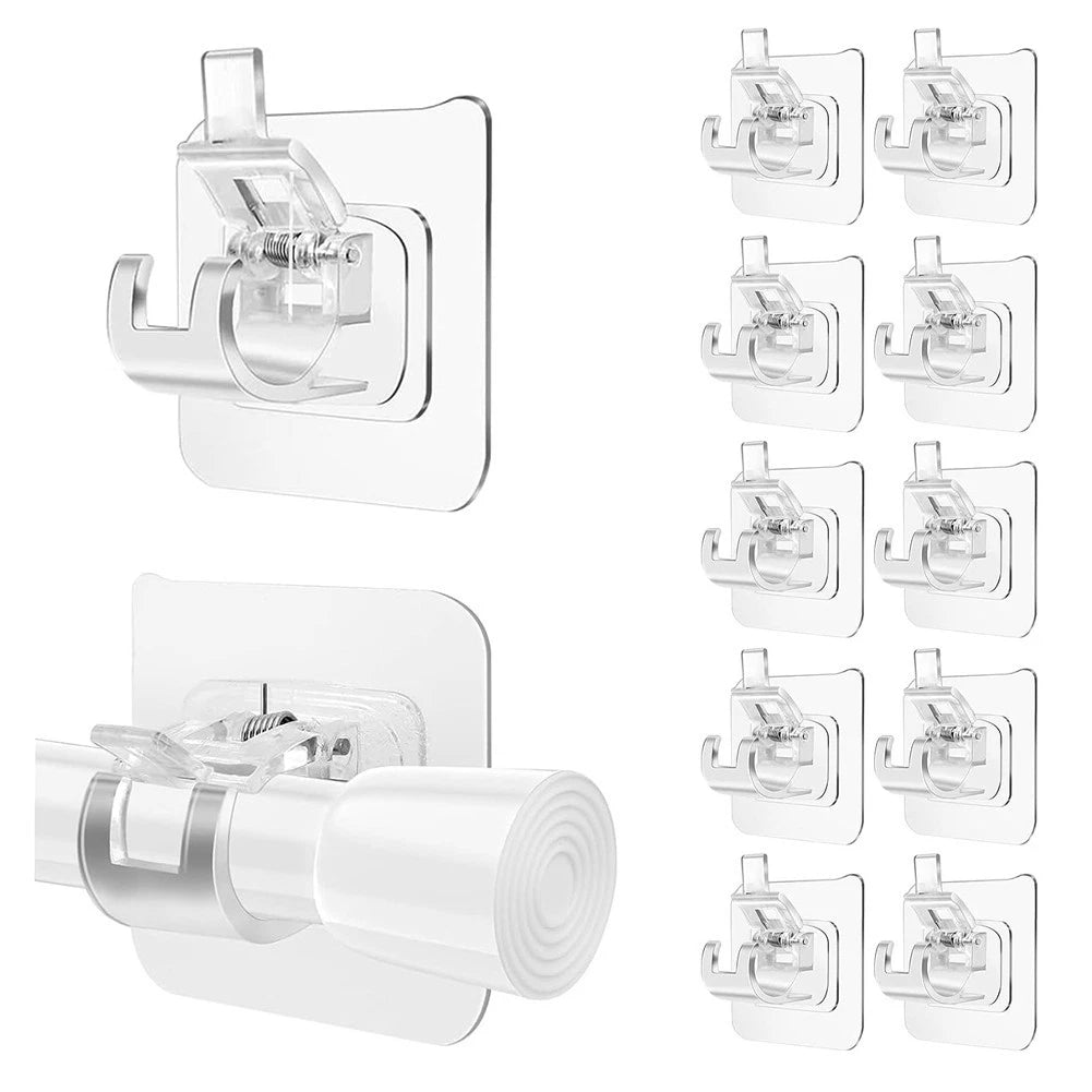Set of 2 Transparent No Drill Brackets for Curtain Rods 0.39-0.78 Inch