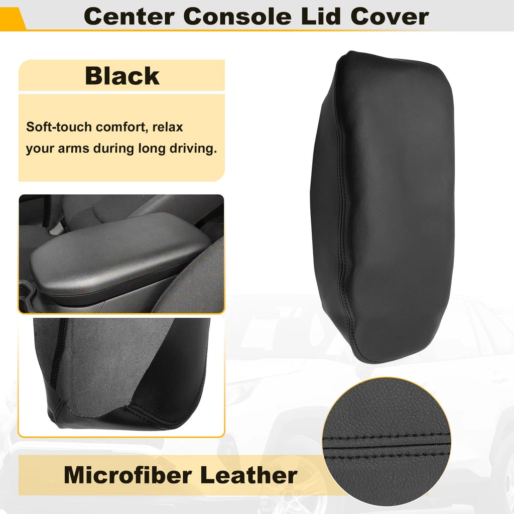 Center Console Lid Armrest Cover for Toyota RAV4 (2019–2023) Leather Trim Black