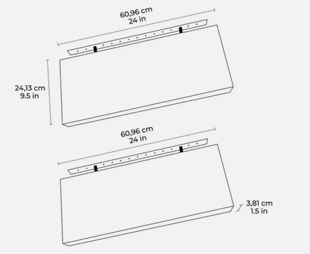 Set of 2 Floating Shelves for Home (Acacia Wood, 24 x 9.5 x 1.5 in)