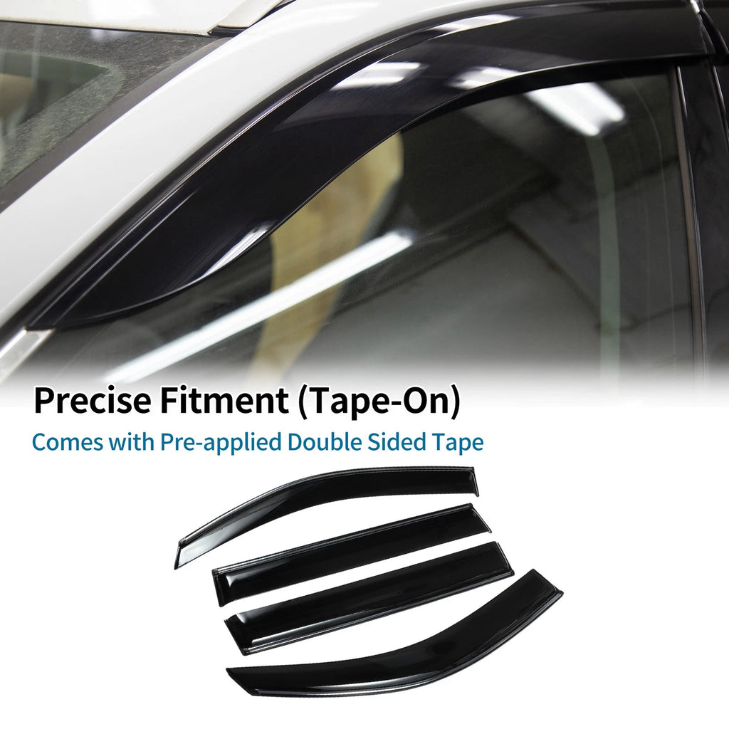 Set of 4 Window Deflectors for Toyota Highlander (2008) - Black Vent Visors