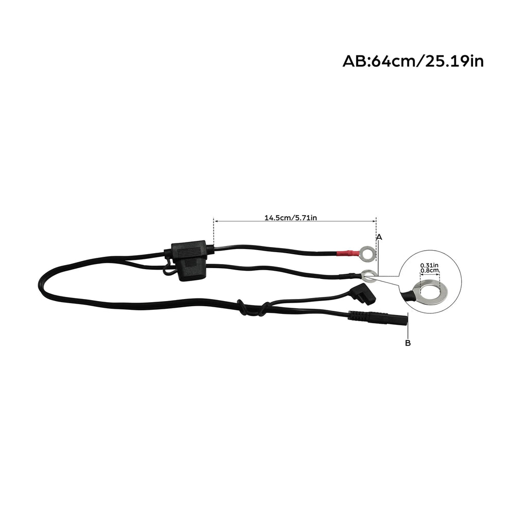 2X Motorcycle Battery Charger Terminal Connector Cable Harness Adapter