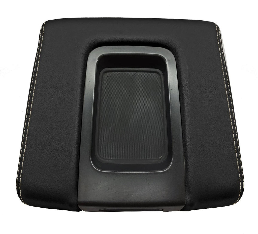 Leather Console Lid Armrest Cover for Chevrolet Silverado (2014–2020) Beige Stitch