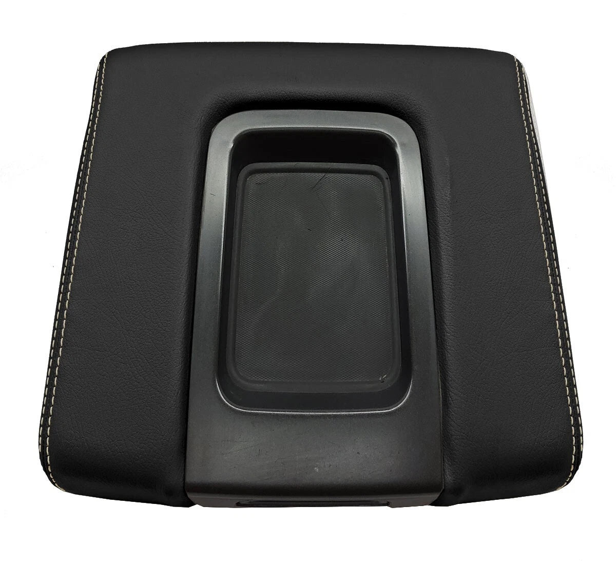 Leather Console Lid Armrest Cover for Chevrolet Silverado (2014–2020) Beige Stitch