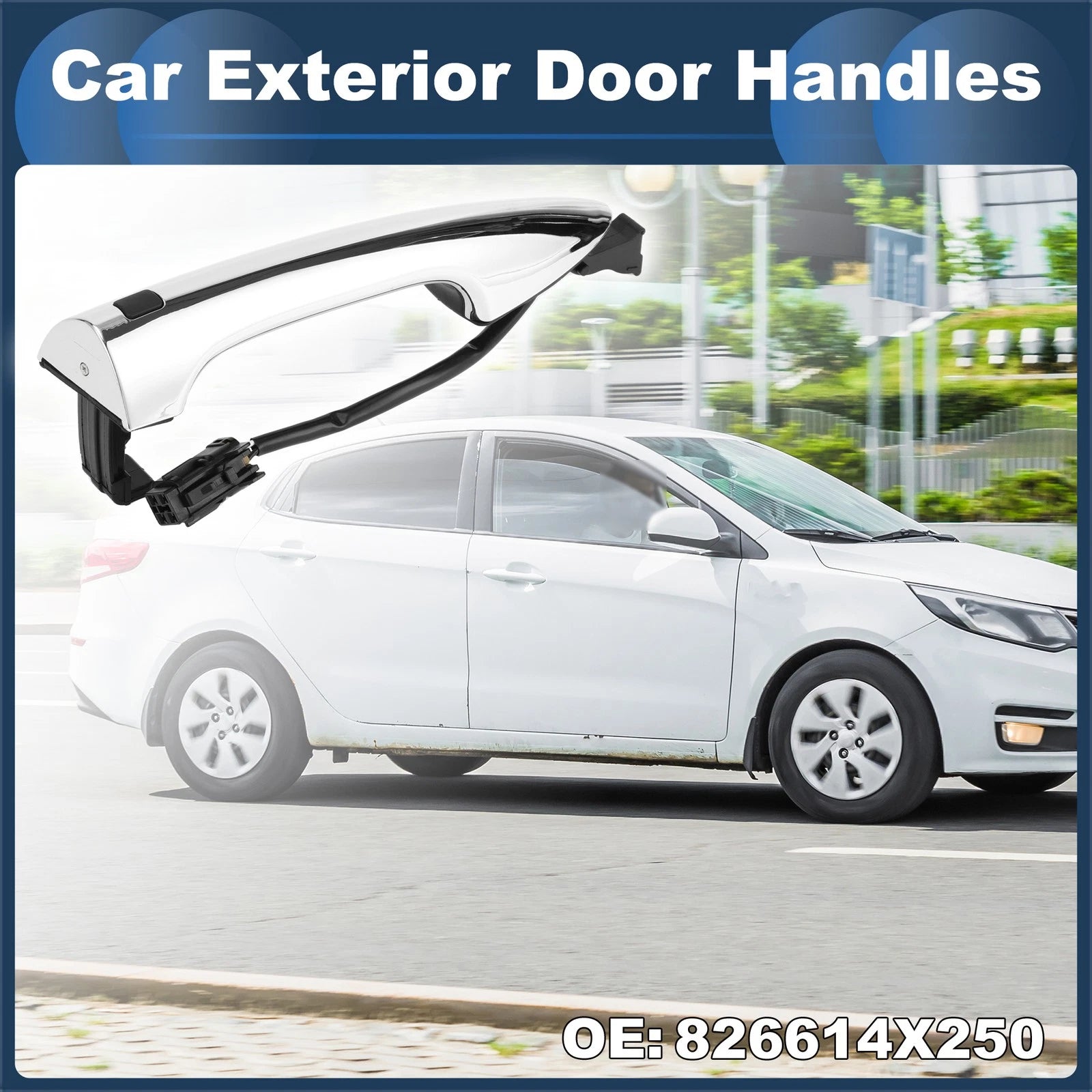 Front Right Exterior Door Handle for Kia K2 (2011–2016) Silver Tone