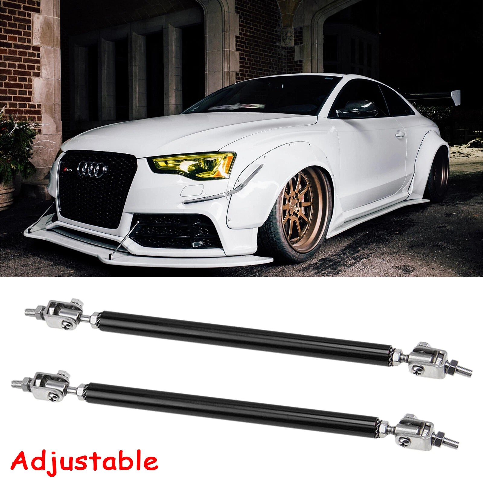 Front Bumper Support Lip Rod Bars Accessories Kit for Audi A4 R8 (—)
