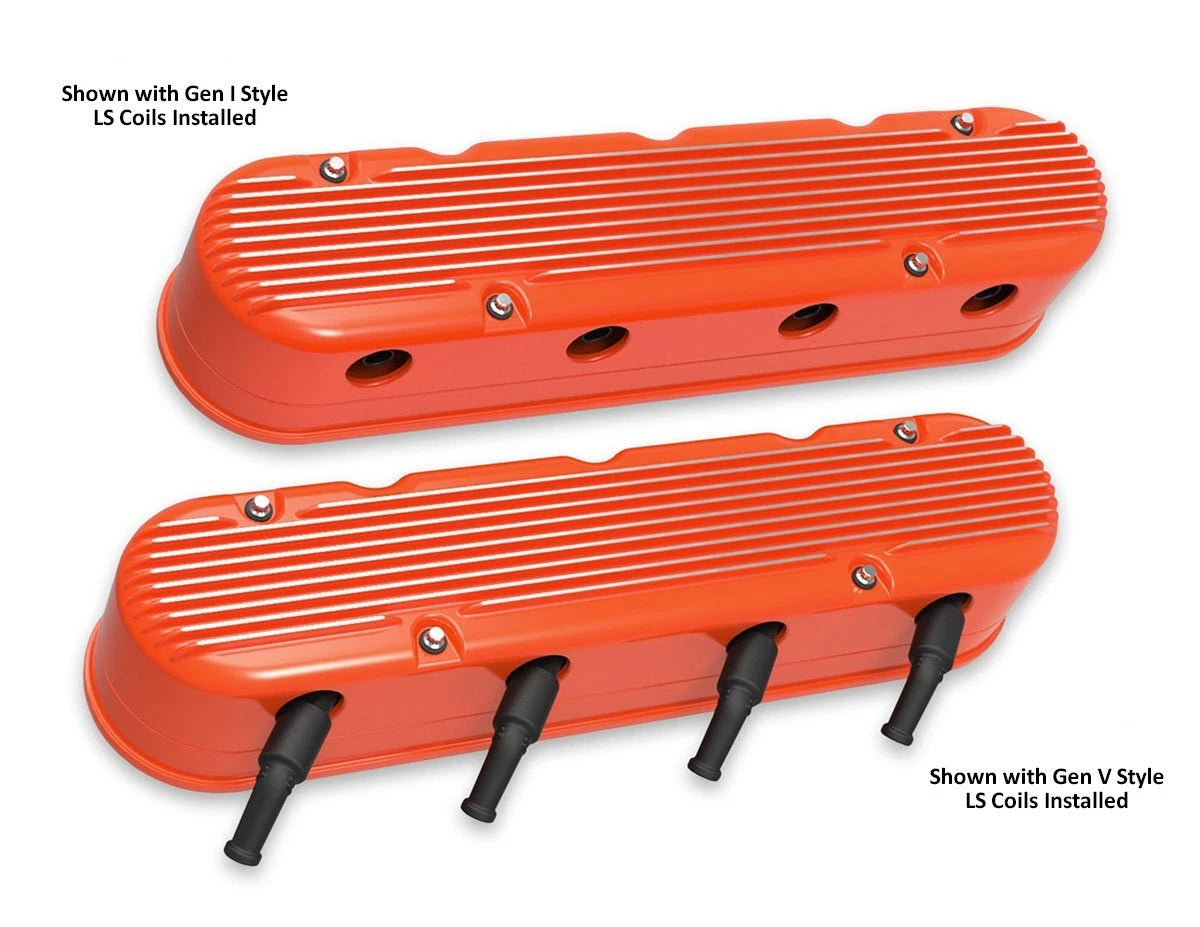 Holley Valve Covers Cast Aluminum w Integrated Coil Covers for LS Engines (—)