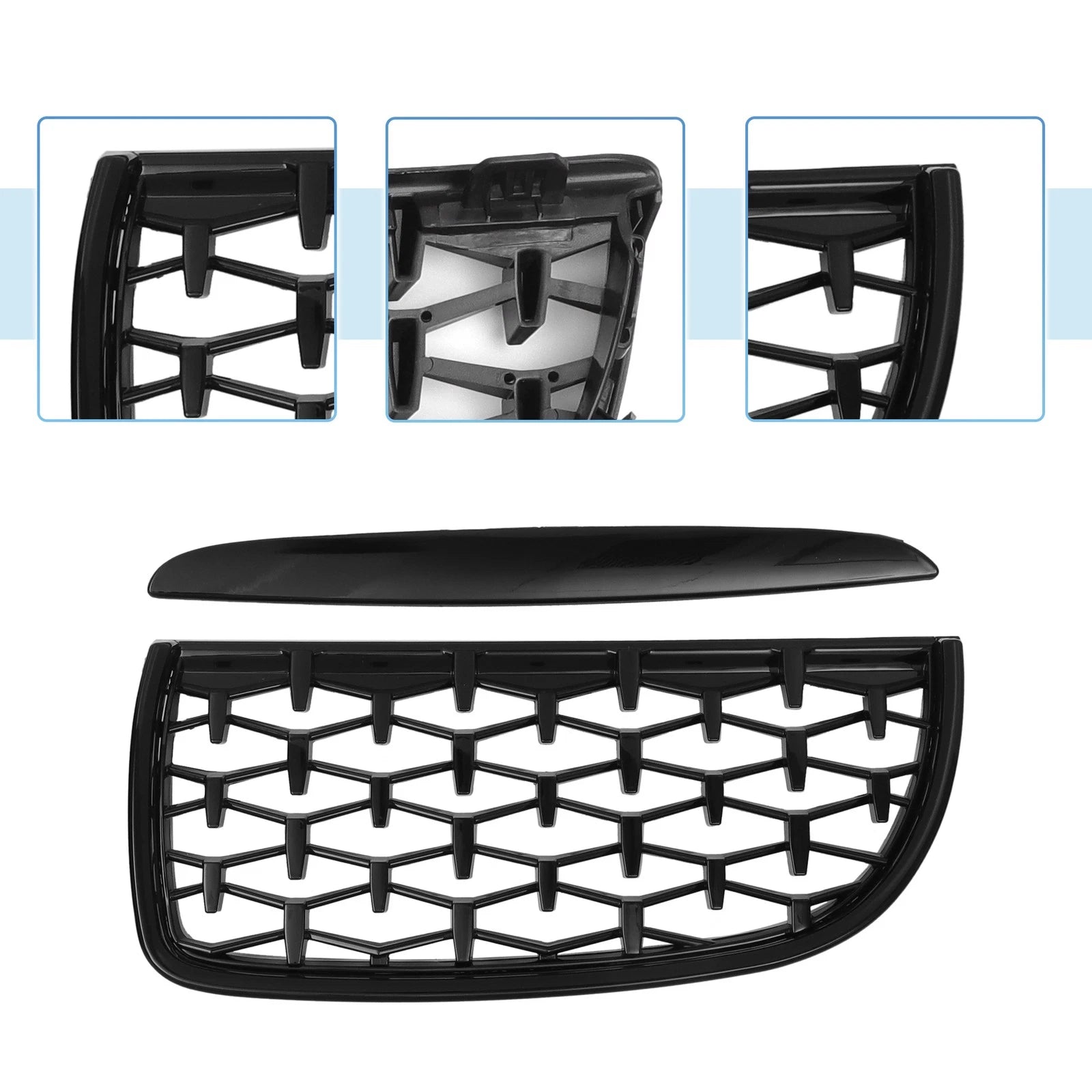Front Hood Bumper Grille for BMW 325i 325xi 328i 328xi (2006–2013) Black Pair