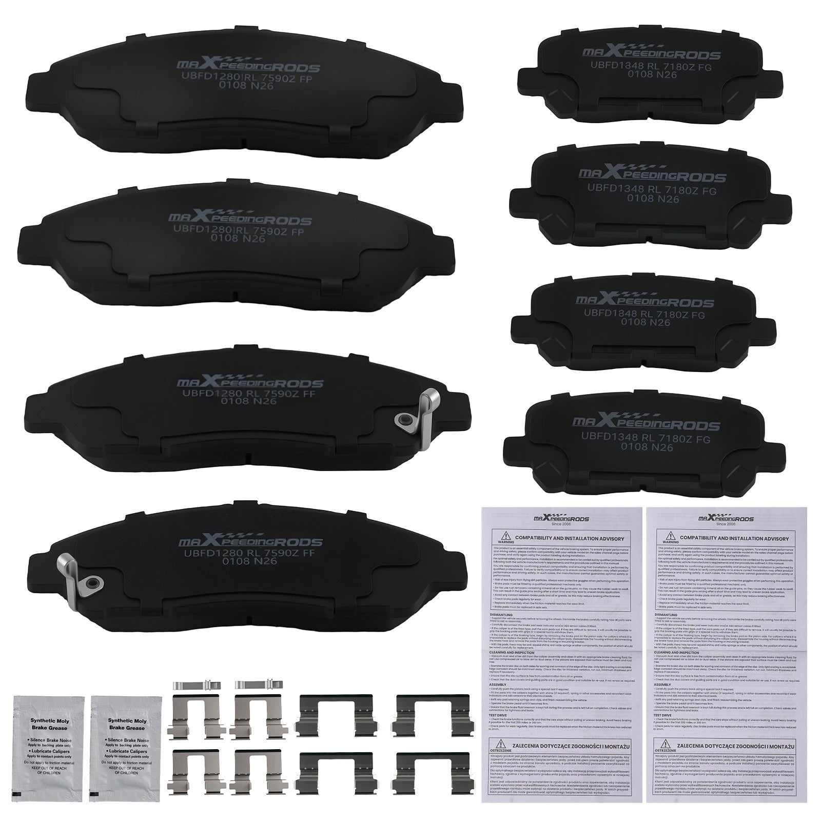 Ceramic Brake Pads Kit for Acura ZDX (2010–2013) Honda Pilot (2009–2015)