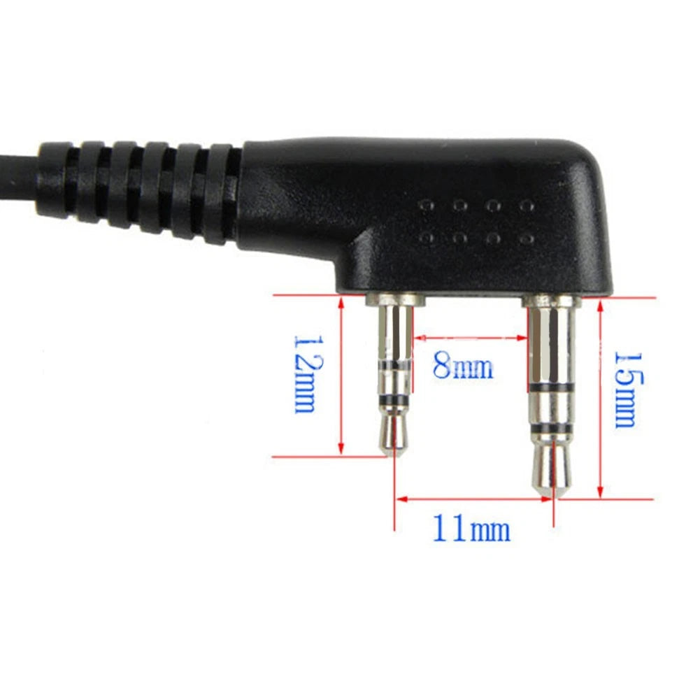 2 Pin PTT Headset for (8mm Pin Spacing, 11mm Center Distance)