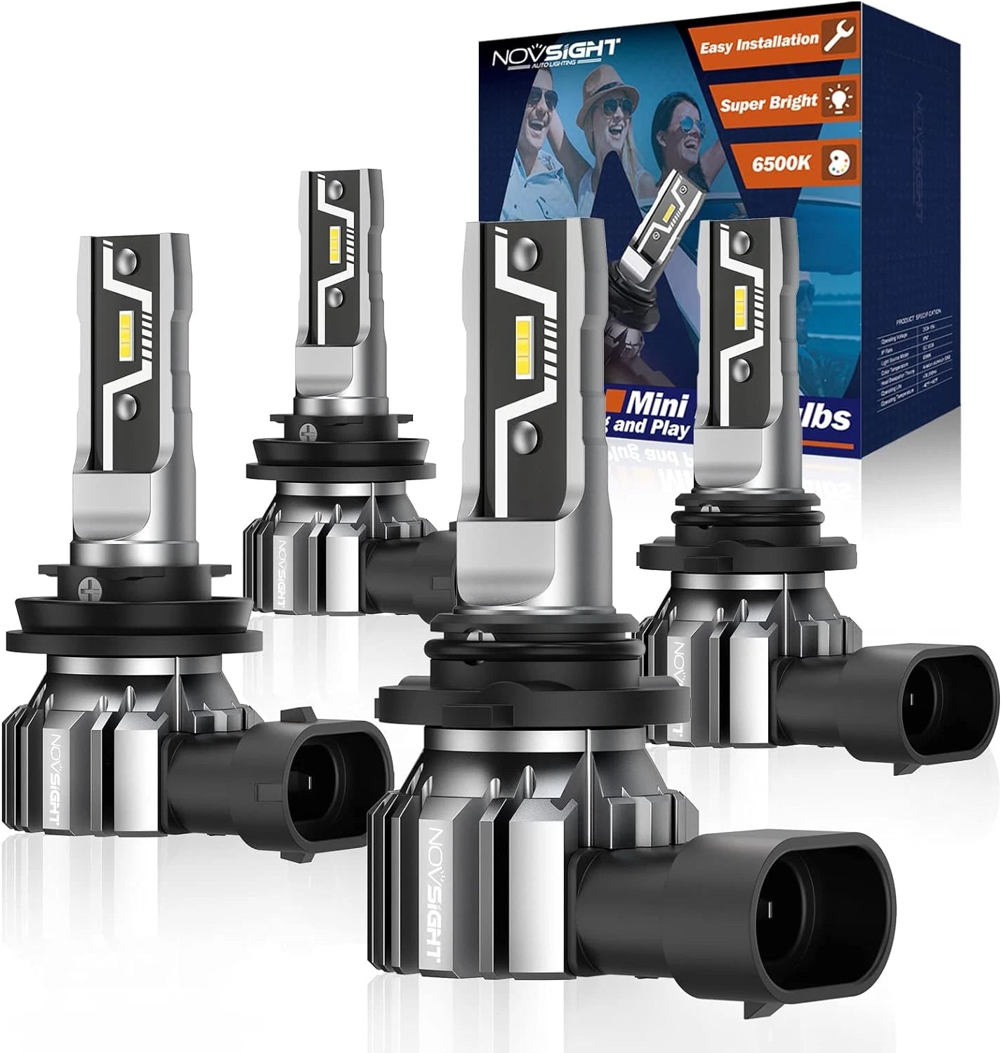 2X NOVSIGHT 9005 9006 LED Headlight Bulbs for High Low Beam (6500K)