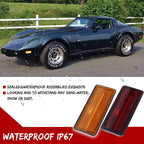 4X Amber Front & Red Rear LED Side Marker Lights for Chevy Corvette C3 (1974–1979)
