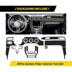 30Pcs Carbon Fiber Interior Trim Cover for Ford Mustang (2015–2023)