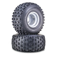 Set of 2 WANDA 22x11-9 GNCC ATV Tires on 4/110mm PCD Silver Wheels 10092