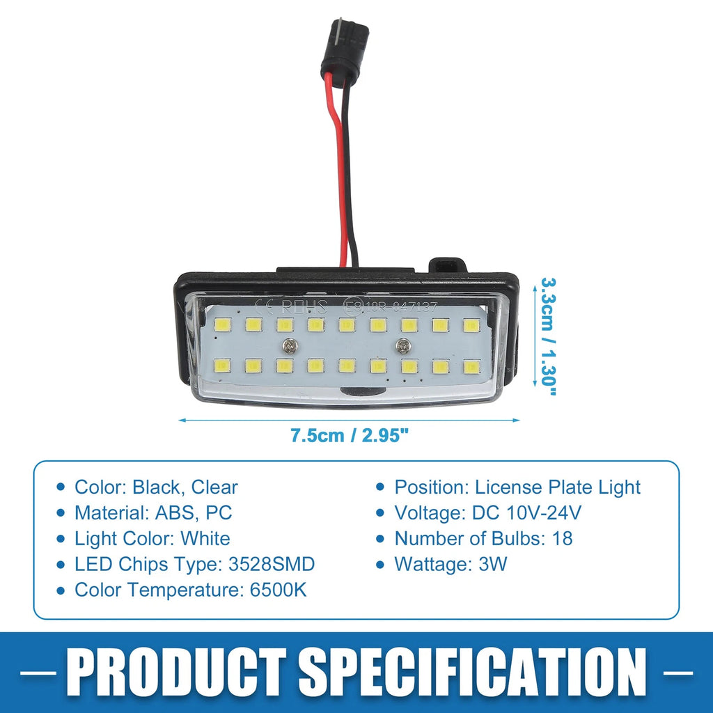 2X White 3528SMD LED License Plate Light 26510-9Y00A for Nissan Altima (2016–2018)