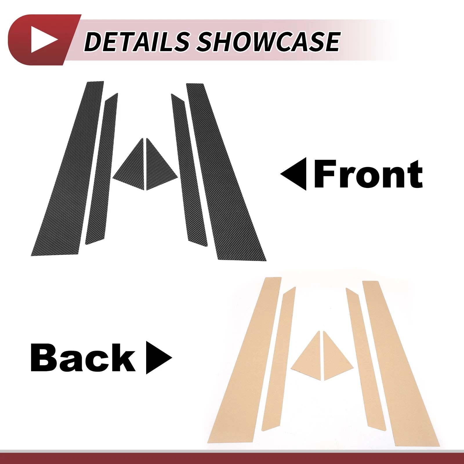 Set of 6 Door Pillar Window Trim for Audi A6 S6 (Carbon Fiber Pattern)