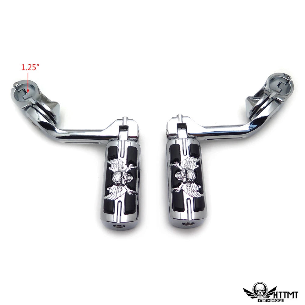 Chrome Foot Peg Kit for Harley Fat Boy (1990–2023) - 5" Pirate Skull