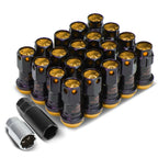20Pcs Gold Aluminum M12x1.25 Close-End Rim Lug & Lock Nuts for Universal