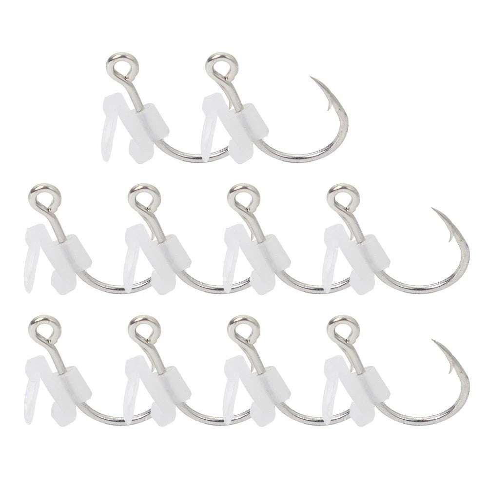 Set of 10 Luminous Glow Fishing Hooks for Live Shrimp Usage
