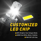 2X AUXITO H4 9003 LED Bulbs for Motorcycle Headlight (High/Low Beam)