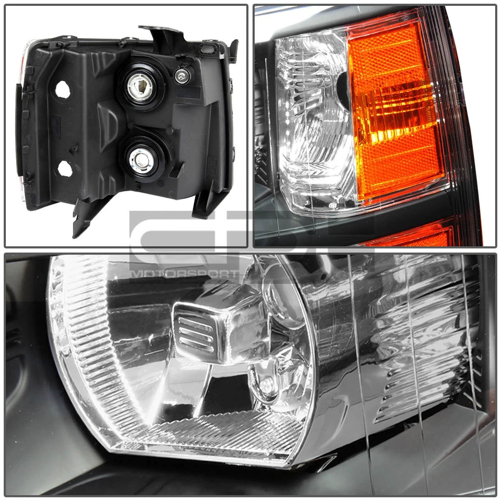 Set of 4 Black Housing Headlight, Amber Turn Signal, LED Fog Light for Silverado (2007–2013)