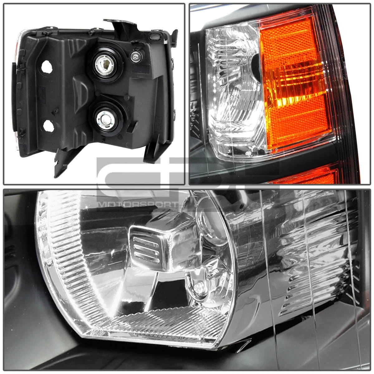 Set of 4 Black Housing Headlight, Amber Turn Signal, LED Fog Light for Silverado (2007–2013)