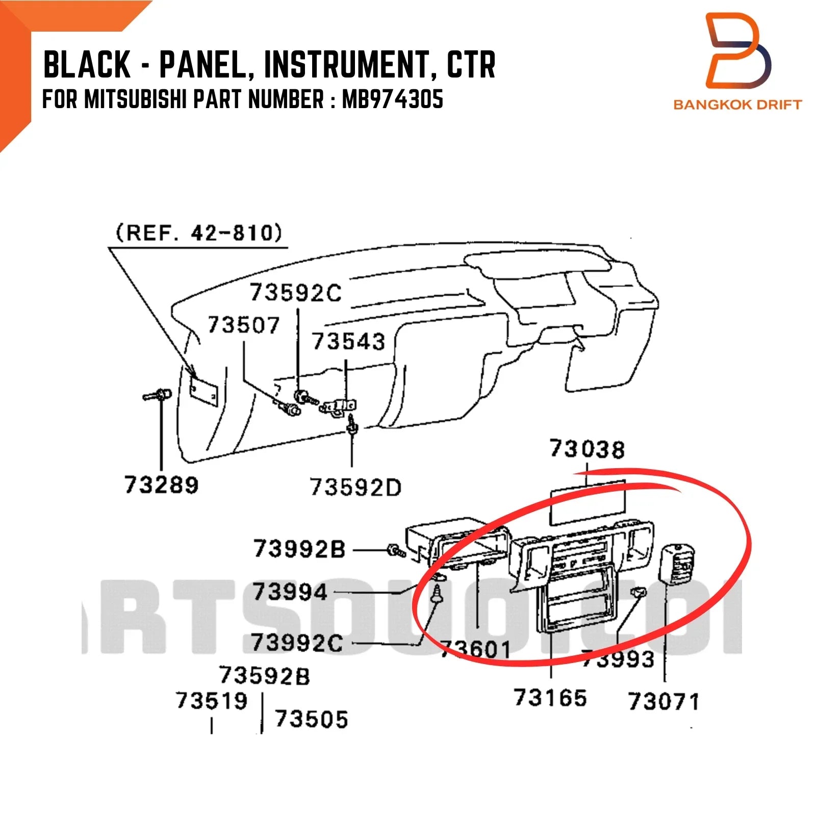 Black Radio Dashboard Panel Trim for Mitsubishi Triton Ute (1986-1996)