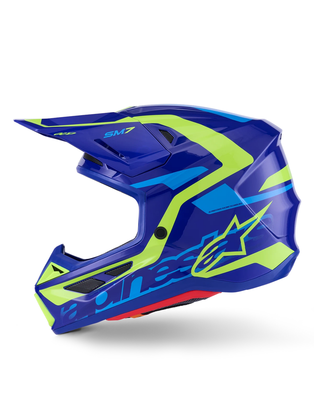 Alpinestars SM7 Off-Road Helmet for Small Size (Blue/Yellow Fluo)