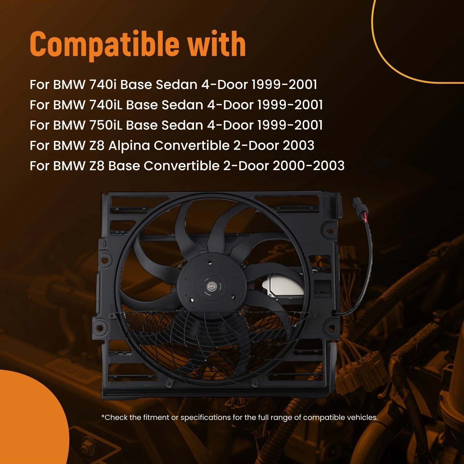 Electric AC Condenser Cooling Fan for BMW 750iL/Z8 (1999–2003) 64546921383