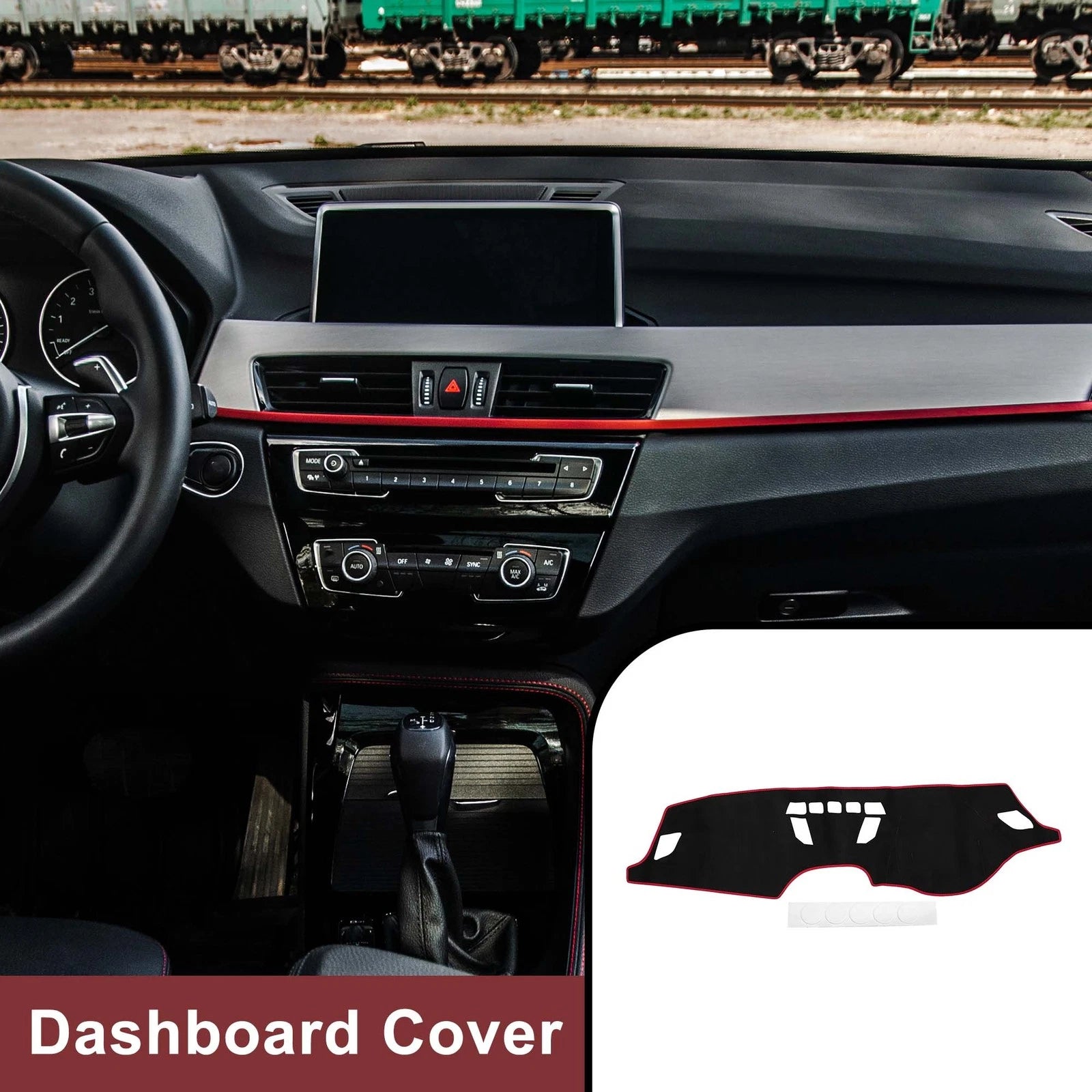 Dashboard Cover Mat for BMW X1 F48 (2016–2022) Sun Protector Black Red