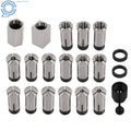 Set of 5 Hex/Square Blocks & 15 Collets for Machining
