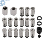 Set of 5 Hex/Square Blocks & 15 Collets for Machining
