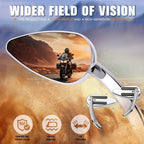 2X Chrome Rear View Side Mirrors with Amber LED Turn Signals (Universal)