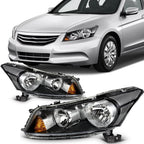 2X Headlight Assembly for Honda Accord (2008–2012) - Black Amber