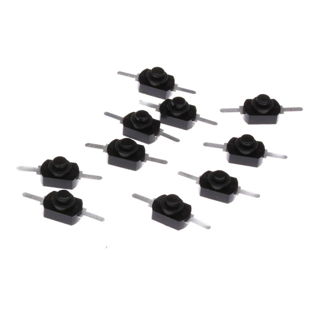 10X Push On Off Switch for Automotive Applications (1A 30V) Black/Silver