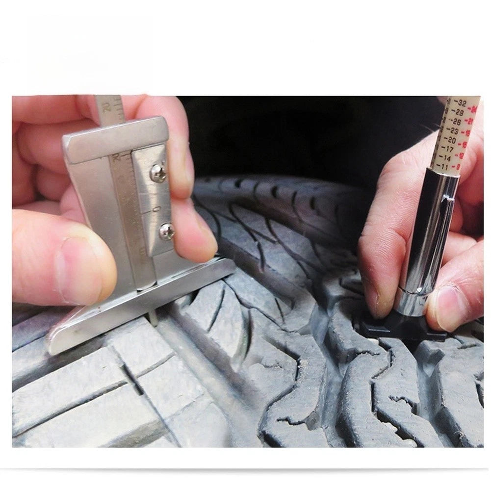 Tire Tread Depth Gauge & Brake Disc Thickness Tool for Vehicles