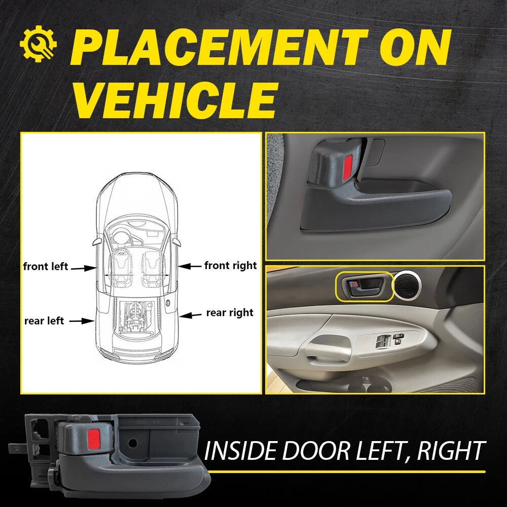 Set of 4 Dark Gray Interior Door Handles for Toyota Corolla (2003–2008)