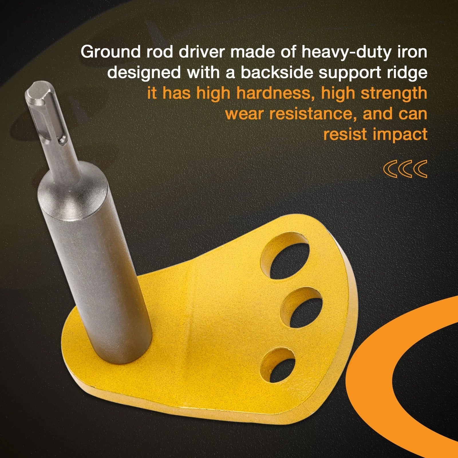Ground Rod Driver with Adapter Bits for 5/8, 1/2, 3/4 In Rods