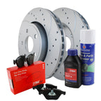 Front Brake Kit Set of 4 for Dodge Jeep (330mm Drilled Rotors, TRW Pro Ceramic Pads)
