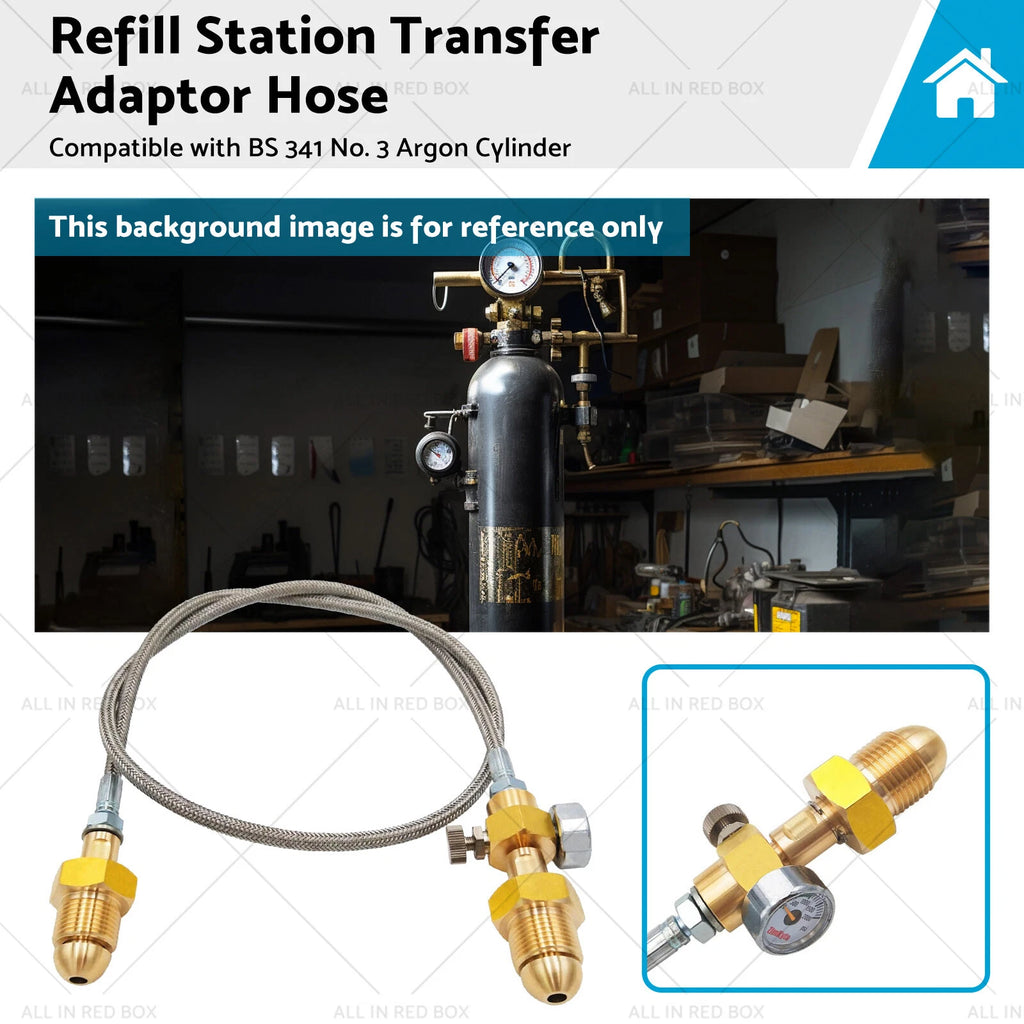 Refill Station Transfer Adaptor Hose for BS 341 No. 3 Argon Cylinder