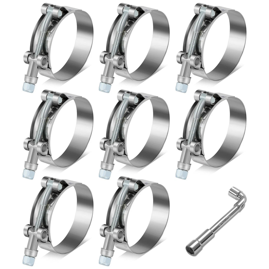 8PC Stainless T-Bolt Clamp Set for Turbo Exhaust Intercooler Silicone Coupler