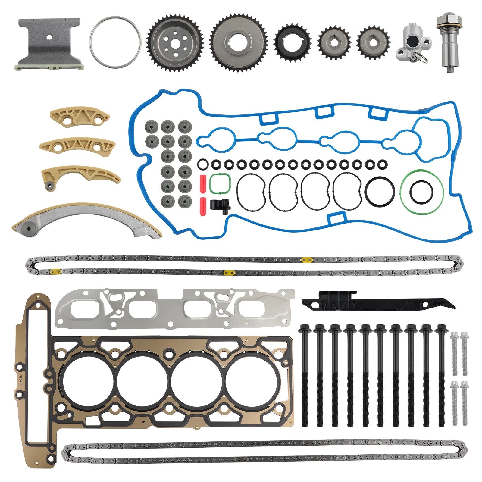 Timing Chain Kit & Head Gasket Bolts Set for GM Ecotec 2.0L 2.4L (2009–2016)