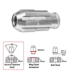 20Pc M12X1.5 Silver JDM Open End Bulge Spline Wheel Lug Nuts + Lock Key
