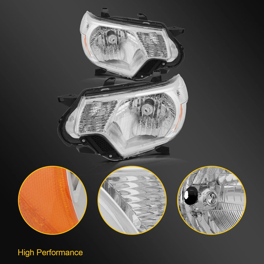 2X Chrome Headlight Assembly for Toyota Tacoma (2012–2015)