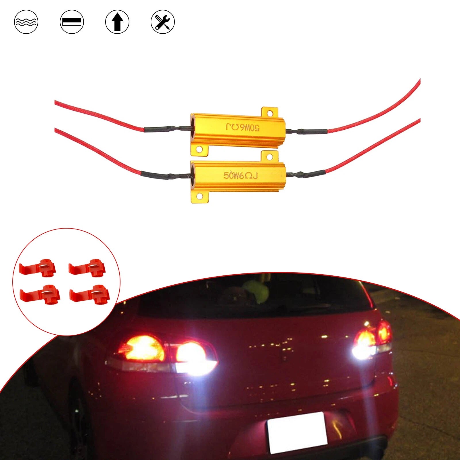 50W 6 Ohm Load Resistors for Turn Signal Lights (2010–2020)