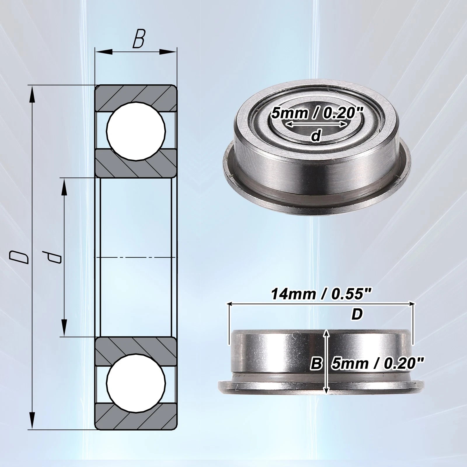 10pcs F605ZZ Deep Groove Ball Bearings for Various Models (5x14x5mm)