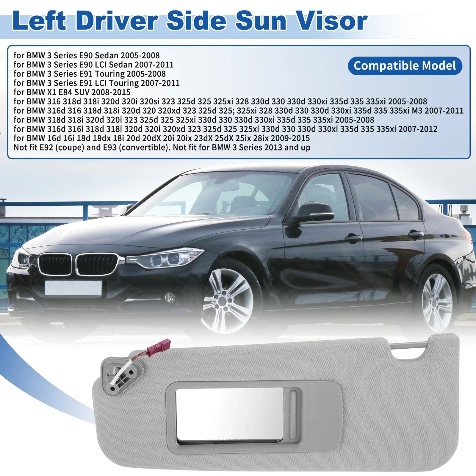 Left Side Sun Visor for BMW 3 Series E90/E91 (2005-2008)